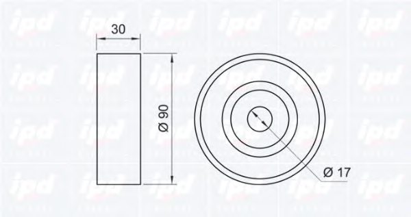 IPD 15-0300 Deflection/Guide Pulley, v-ribbed belt